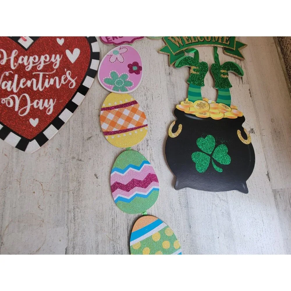 Multi‎ holiday Valentine's Easter St Patrick's Day hanging sign home decor set